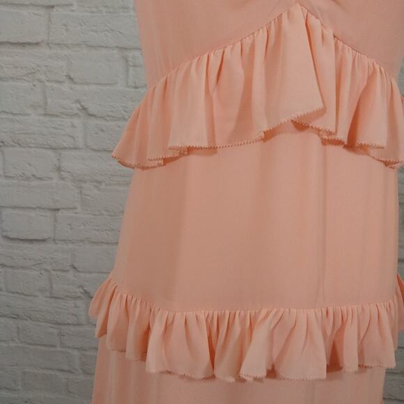 AM Michael Kors Pink Ruffled Tiered Midi Maxi Dress NWT S Coquette Feminine Cute - Picture 3 of 13